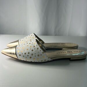 Katy Perry pointed gold toe star mule - the Tarin white size 11 NWOB